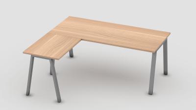Trapezium frame desk with return
