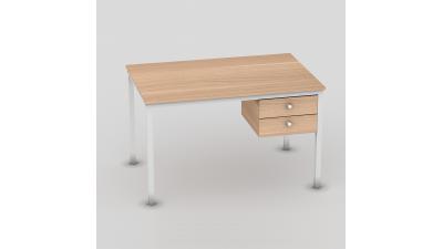 Simple office desk with two drawer hanging pedestal