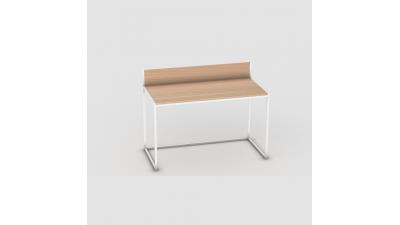 Simple office desk with metal legs and dividers