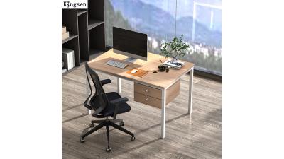 desk with drawers and metal feet